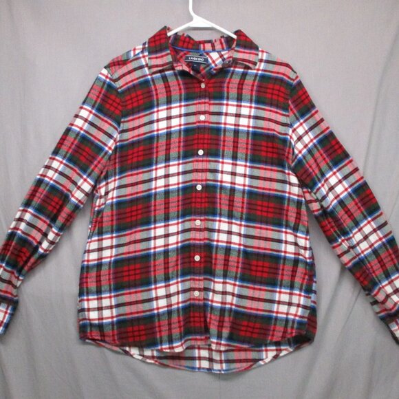 Lands' End Tops - Lands' End Long Sleeve Button Down Plaid Red Women Size | 12